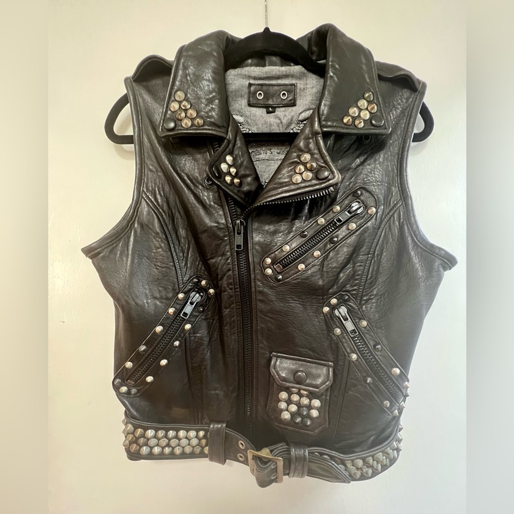 Robins Jeans leather Moto Vest